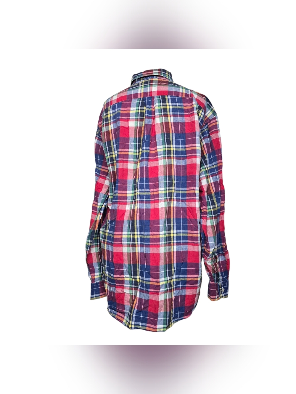 Tommy Hilfiger Plaid Red Blue Green Yellow Long Sleeves Shirt L Mens - Picture 3 of 6
